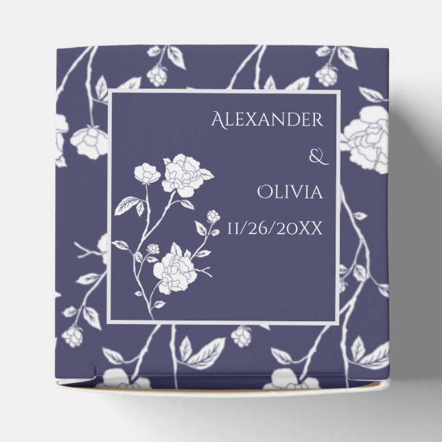 Navy Rose Wedding Favour Box (Top)
