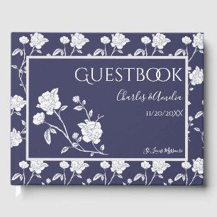 Navy Rose Wedding Guest Book
