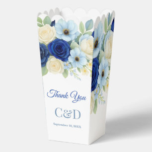 Navy Royal Bue Wedding Watercolor Ivory Flowers Favour Box