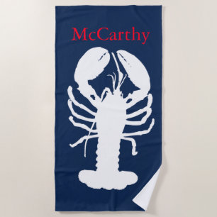 Navy royal classic lobster custom beach towel