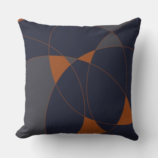 Navy & rust abstract C Cushion (Front)