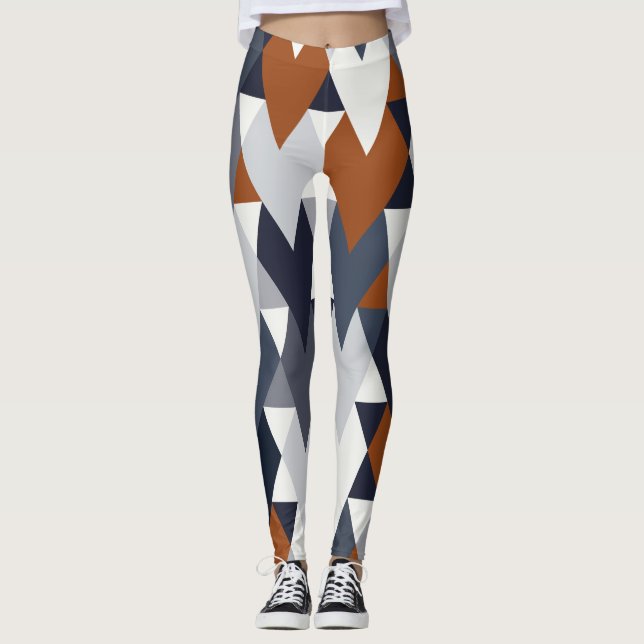 Navy Rust Geometry II A Leggings (Front)