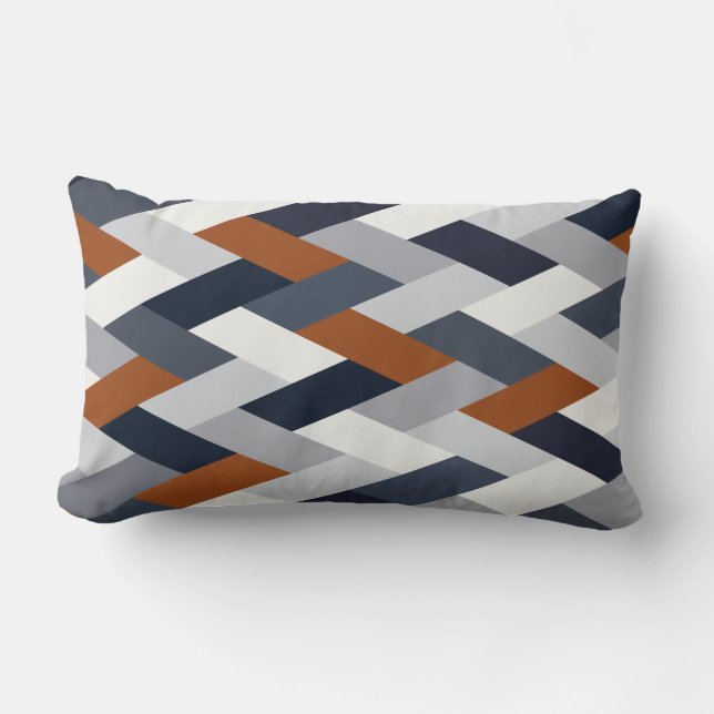 Navy Rust Geometry VIB Lumbar Cushion (Front)