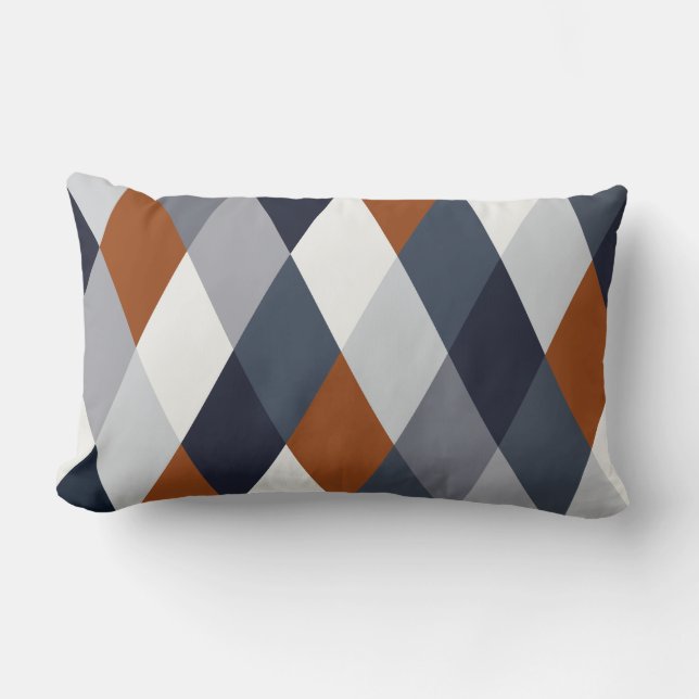 Navy Rust Geometry VIIA Lumbar Cushion (Front)