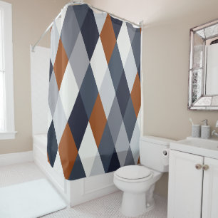 Navy Rust Geometry VIIA Shower Curtain