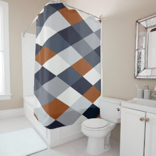 Navy Rust Geometry VIIB Shower Curtain