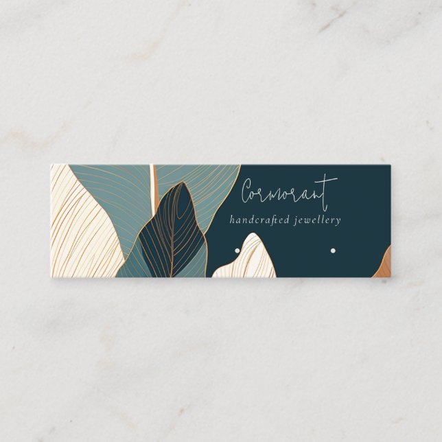 Navy Rust Gold Tropical Stud Loop Earring Display Mini Business Card (Front)