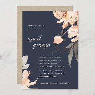 NAVY RUST TERRACOTTA FLORAL BRIDAL SHOWER INVITE