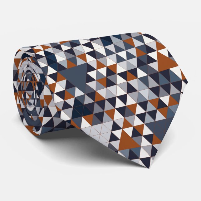 Navy Rust Triangles III Tie (Rolled)
