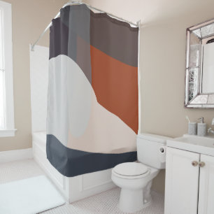 Navy & Rust VIII Abstract Shower Curtain