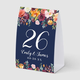 Navy Rustic Burgundy Fall Floral Wedding Monogram