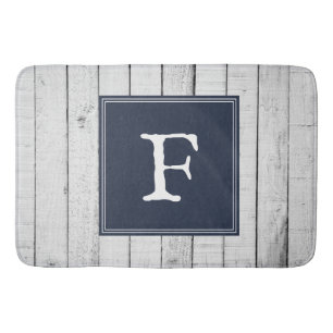Navy Rustic Monogram Bath Mat
