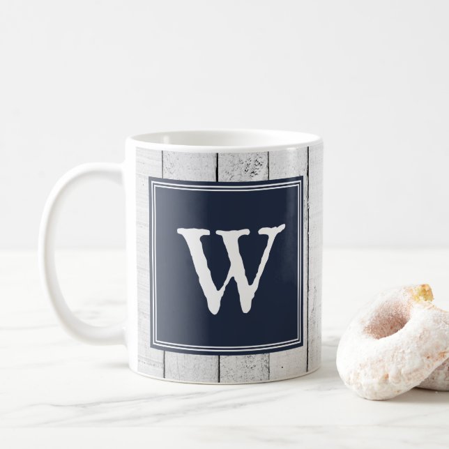 Navy Rustic Monogram Mug (With Donut)