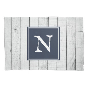 Navy Rustic Monogram Pillowcase