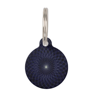 Navy Sacred Geometry Mandala Pet ID Tag