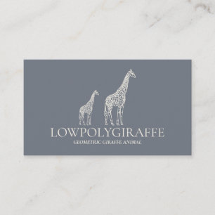 Navy Sage Cream Animal Lowpoly Giraffe qr Business Card