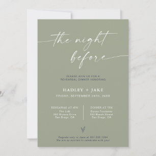 Navy + Sage Rehearsal Dinner Invite, Night Before Invitation