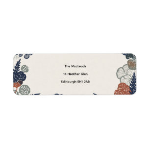 Navy Sage Terracotta Folk Botanical Return Address Label