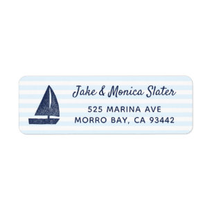 Navy Sailboat Nautical Return Address Label