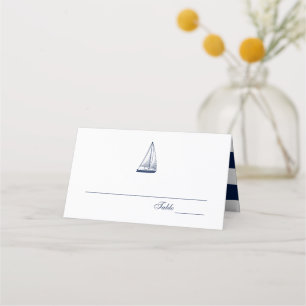 Navy Sailboat Nautical Wedding   Place Card