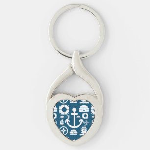 Navy sailor Element sea pattern Key Ring
