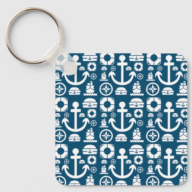Navy sailor Element sea pattern  Key Ring (Front)