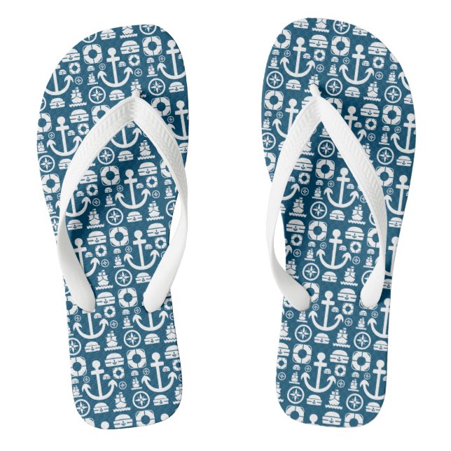 Navy sailor Element sea pattern Thongs (Footbed)