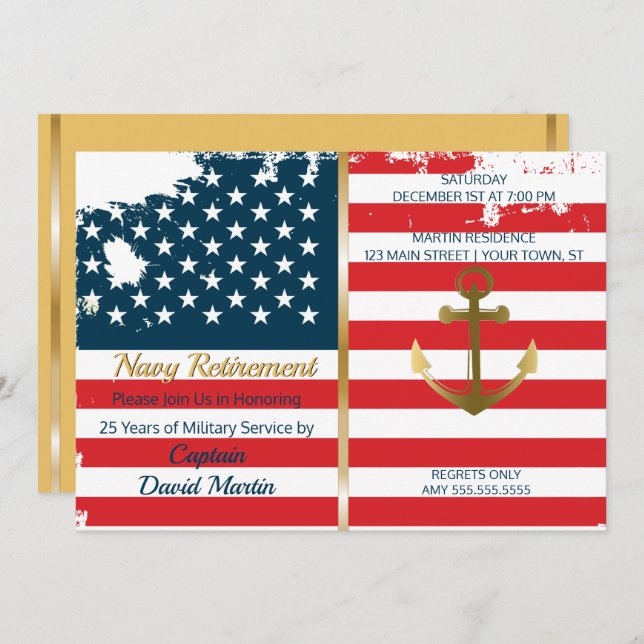 Navy Sailor Military Retirement Party Invitation (Front/Back)