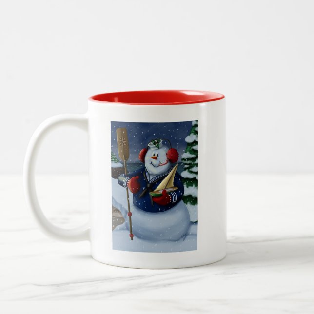 Navy Sailor Snowman Holiday Mug (Left)