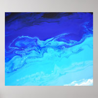 Navy Sapphire Blue Water Fluid Marble Art Abstract