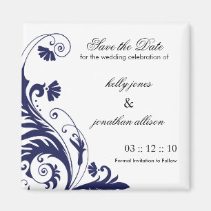 Navy Save the Date Wedding Magnet
