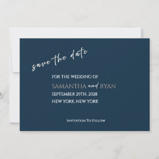Navy Save the Date with Metallic Silver