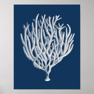 Navy Sea Coral #1 Beach Decor Wall Art