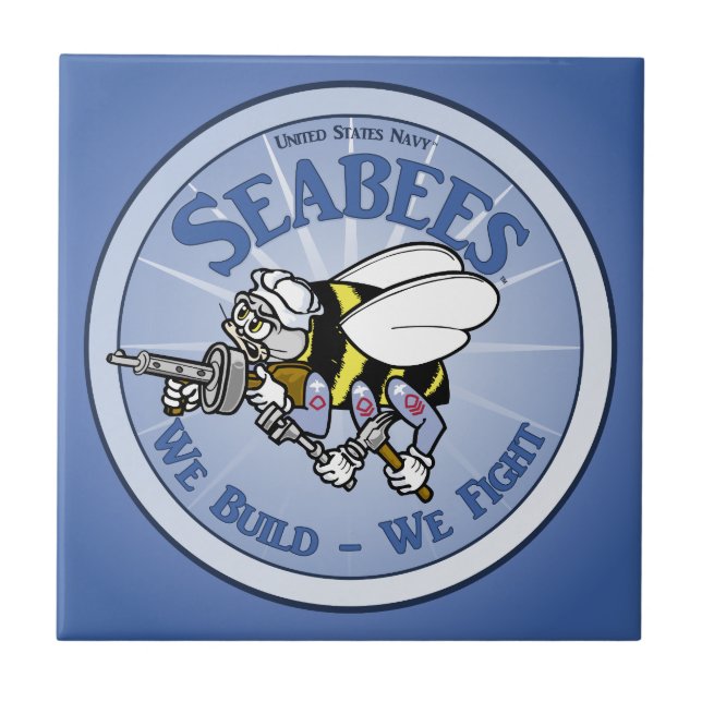 Navy Seabees Ceramic Tile (Front)