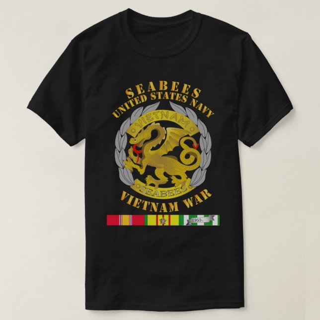 Navy - Seabees Medal - Vietnam War w SVC   T-Shirt (Design Front)