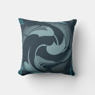 Navy Seafoam Grey Medterranean Abstract Flower Cushion