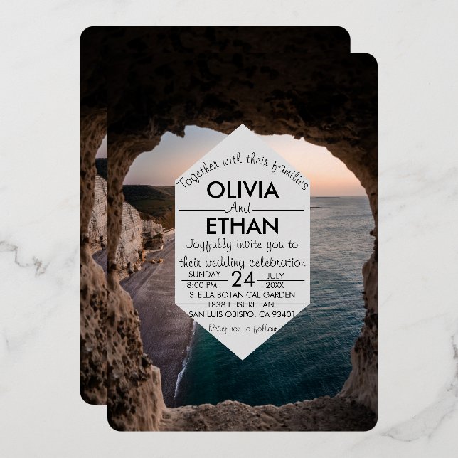 Navy Seascape Beach Summer Wedding (Front/Back)