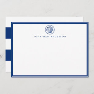 Navy Seashell Flat Correspondence  Card
