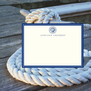 Navy Seashell Flat Correspondence  Note Card