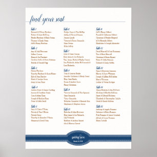 Navy Seating Chart, Caroline Wedding Collection Poster