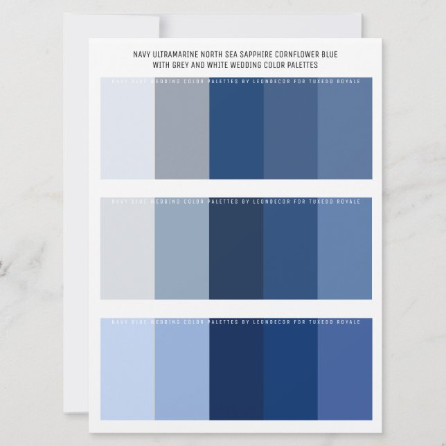 Navy & Shades Of Blue & Grey Wedding Colour Palett (Front)