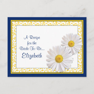 Navy Shasta Daisy Recipe Card for the Bride to Be