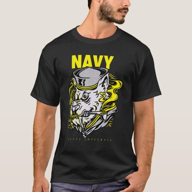 Navy Shellback Salty Shellback Sailor T-Shirt (Front)