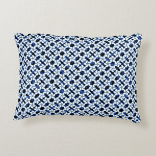 Navy Shibori Kumo Blue Tile Dark Tiling Watercolor Decorative Cushion