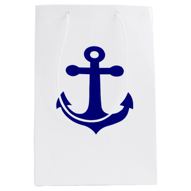 Navy Ship Anchor Nautical  Medium Gift Bag (Front)