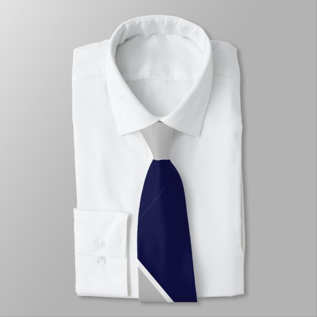 Navy Silver and White Tie (Tied)