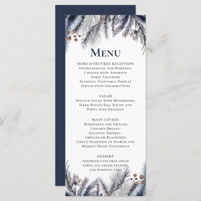 Navy, Silver, Blue Grey  Menu (Front/Back)