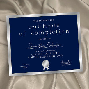 Navy & Silver Certificate of Completion Award