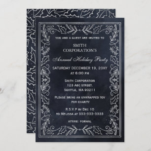 Navy Silver Elegant Corporate Holiday Party  Invitation