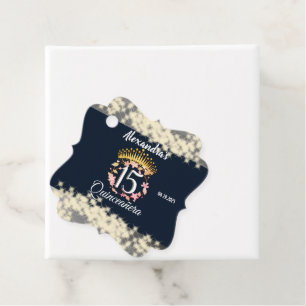 Navy Silver Elegant Quinceanera Celebration Favour Tags